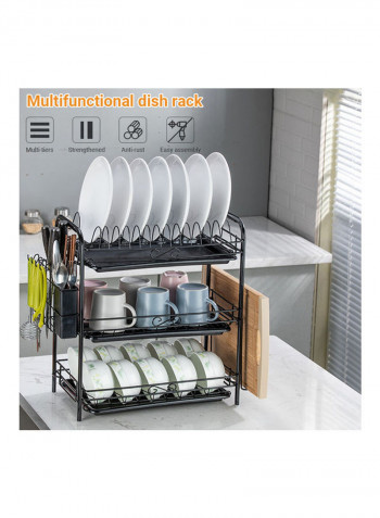 Three-Layer Snap-On Dish Rack Silver/Black 49x18x25cm