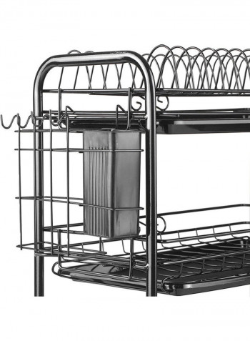 Three-Layer Snap-On Dish Rack Silver/Black 49x18x25cm