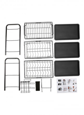 Three-Layer Snap-On Dish Rack Silver/Black 49x18x25cm