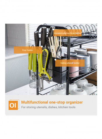 Three-Layer Snap-On Dish Rack Silver/Black 49x18x25cm
