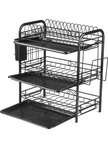 Three-Layer Snap-On Dish Rack Silver/Black 49x18x25cm