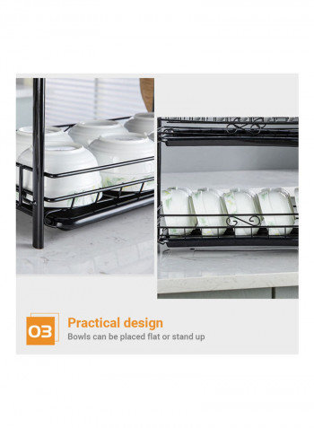 Three-Layer Snap-On Dish Rack Silver/Black 49x18x25cm