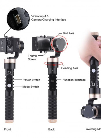 3-Axis Handheld Gimbal Stabilizer For GoPro/Xiaoyi Black/gold