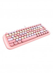 Mofii Candy M Wired Mechanical 84 Keys Gaming Keyboard With Blue Switch White Backlight Multimedia Shortcuts Pink