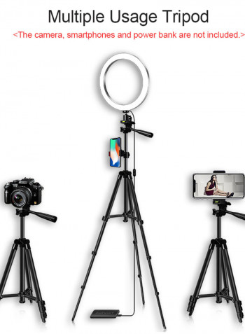 LED Ring Light With Metal Tripod Black