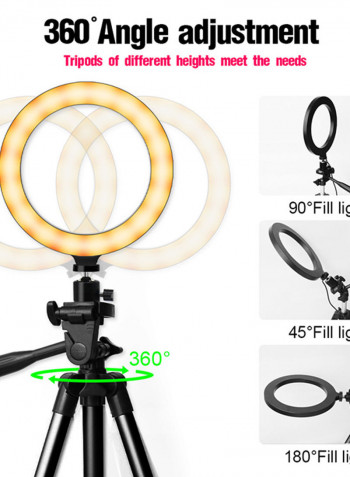 LED Ring Light With Metal Tripod Black