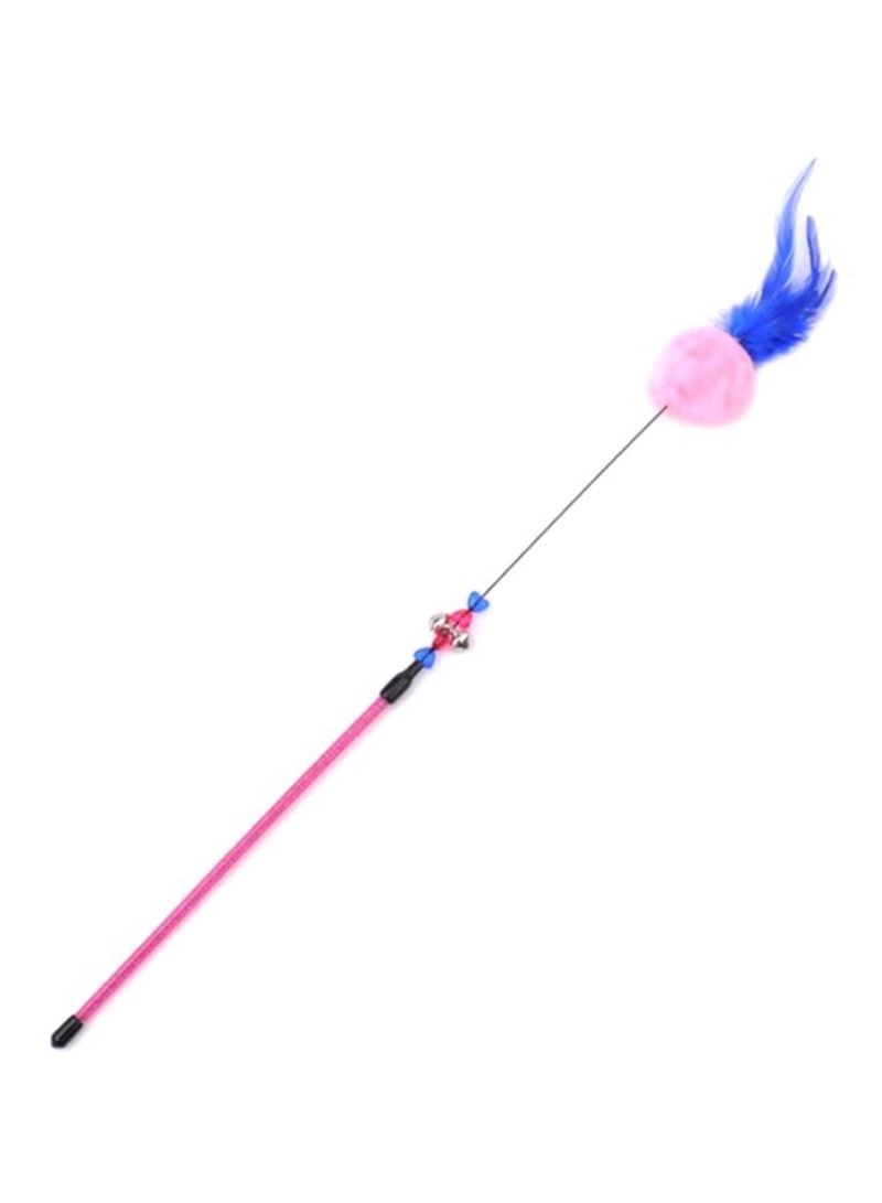 Interactive Cat Toy Stick With Bell And Feathers Pink/Blue/Black 50cm