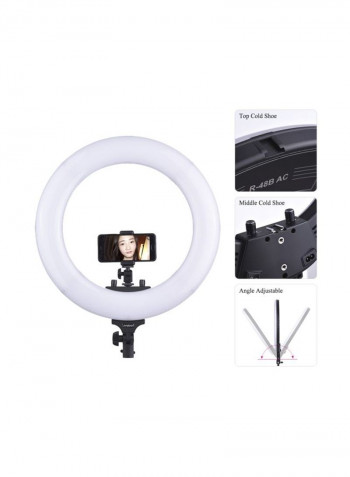 LED Ring Light With Phone Holder Black