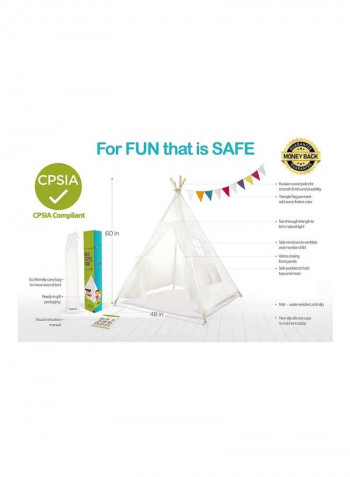 Five Poles Kids Play Tent Cotton Canvas Tipi For Baby Playhouse