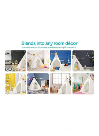Five Poles Kids Play Tent Cotton Canvas Tipi For Baby Playhouse