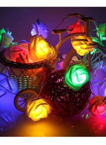 LED Rose Flower Battery Operated String Light Red/Blue/Yellow 9x17cm