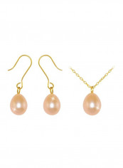 3-Piece 18 Karat Gold Pearl Pendant Jewellery Set