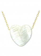 18 Karat Gold Heart Shape Mother Of Pearl Pendant Necklace