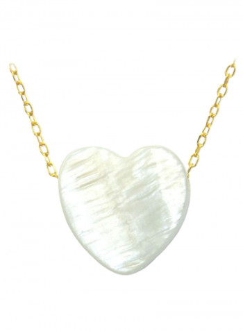 18 Karat Gold Heart Shape Mother Of Pearl Pendant Necklace