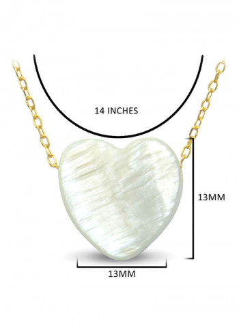 18 Karat Gold Heart Shape Mother Of Pearl Pendant Necklace