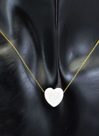 18 Karat Gold Heart Shape Mother Of Pearl Pendant Necklace