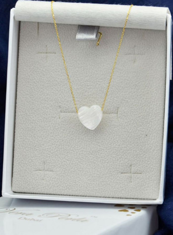18 Karat Gold Heart Shape Mother Of Pearl Pendant Necklace