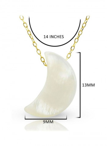 18 Karat Gold Crescent Moon Design Mother Of Pearl Pendant Necklace