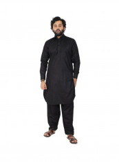 2-Piece Collared Neck Kurta And Pajama Set Black reviews 2-Piece Collared Neck Kurta And Pajama Set Black