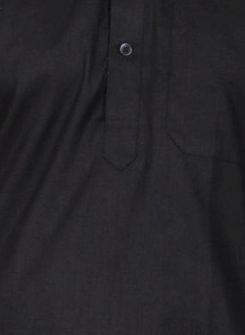2-Piece Collared Neck Kurta And Pajama Set Black