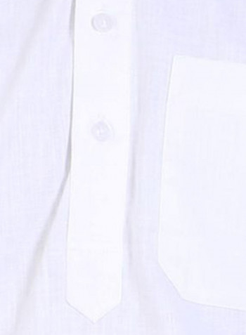 2-Piece Collared Neck Kurta And Pajama Set White