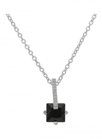 Italian Silver 925 Princess Cut Shaped Pendant Set Silver