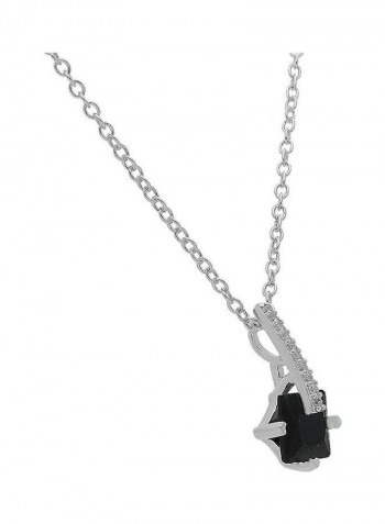 Italian Silver 925 Princess Cut Shaped Pendant Set Silver