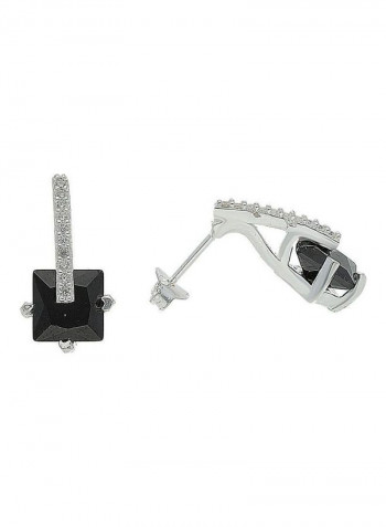 Italian Silver 925 Princess Cut Shaped Pendant Set Silver