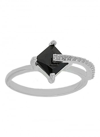Italian Silver 925 Princess Cut Shaped Pendant Set Silver