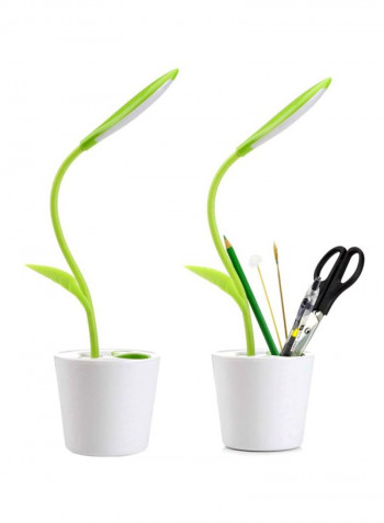 USB  LED Table Night Light With Pen Holder Case Green 10x10centimeter