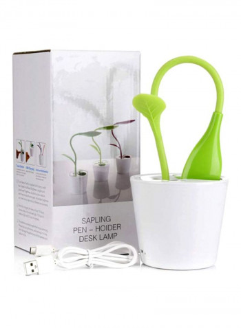 USB  LED Table Night Light With Pen Holder Case Green 10x10centimeter