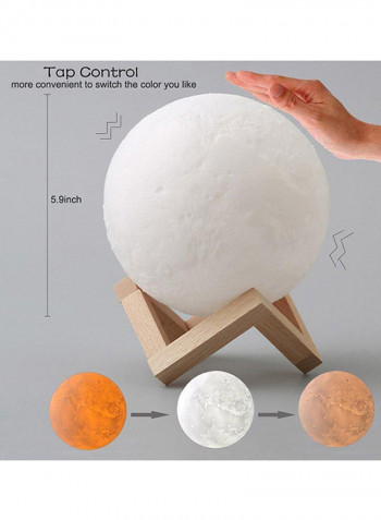 3D Print Moon Rechargeable Light White 5.9inch