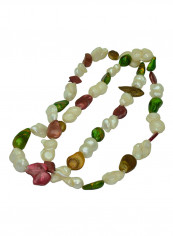 18 Karat Gold Pearl Beads Long Multi-stand Necklace
