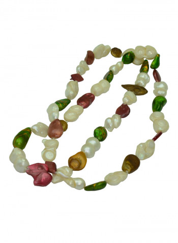18 Karat Gold Pearl Beads Long Multi-stand Necklace