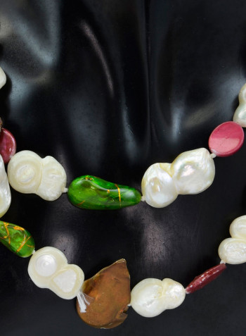 18 Karat Gold Pearl Beads Long Multi-stand Necklace