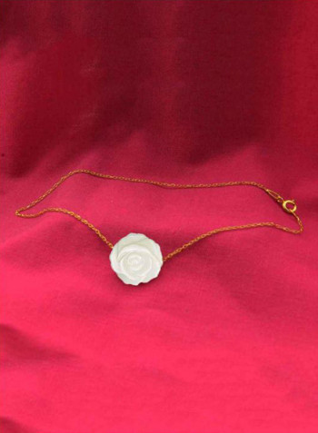 18 Karat Gold Rose Carved Mother Of Pearl Beaded Bracelet