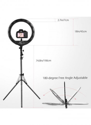 Bi-Colour Dimmable LED Ring Video Light Set White