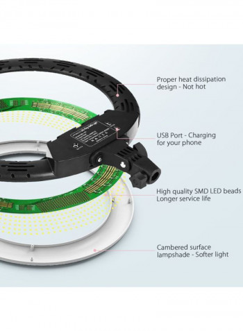Bi-Colour Dimmable LED Ring Video Light Set White