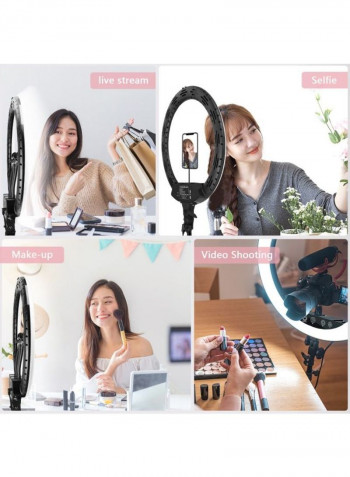 Bi-Colour Dimmable LED Ring Video Light Set White