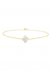 18 Karat Gold Plum Flower Shape Mother Of Pearl Bracelet