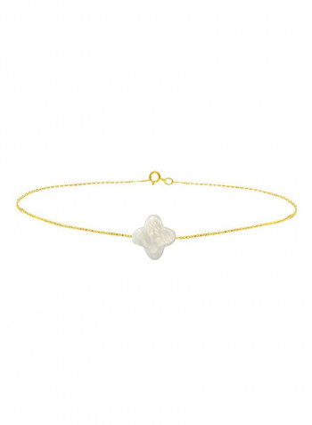 18 Karat Gold Plum Flower Shape Mother Of Pearl Bracelet