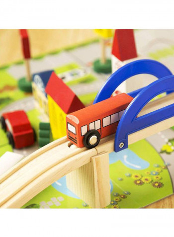 40-Piece Educational Wooden Rail Overpass Train Track Set