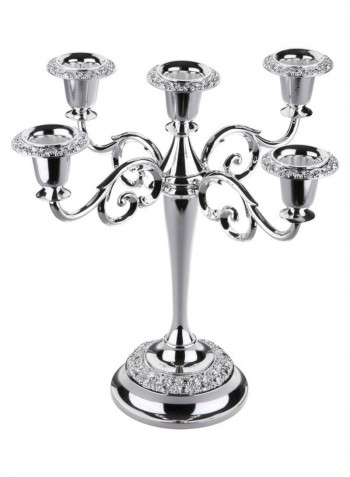 5 Light Rose Candelabra Silver 26cm