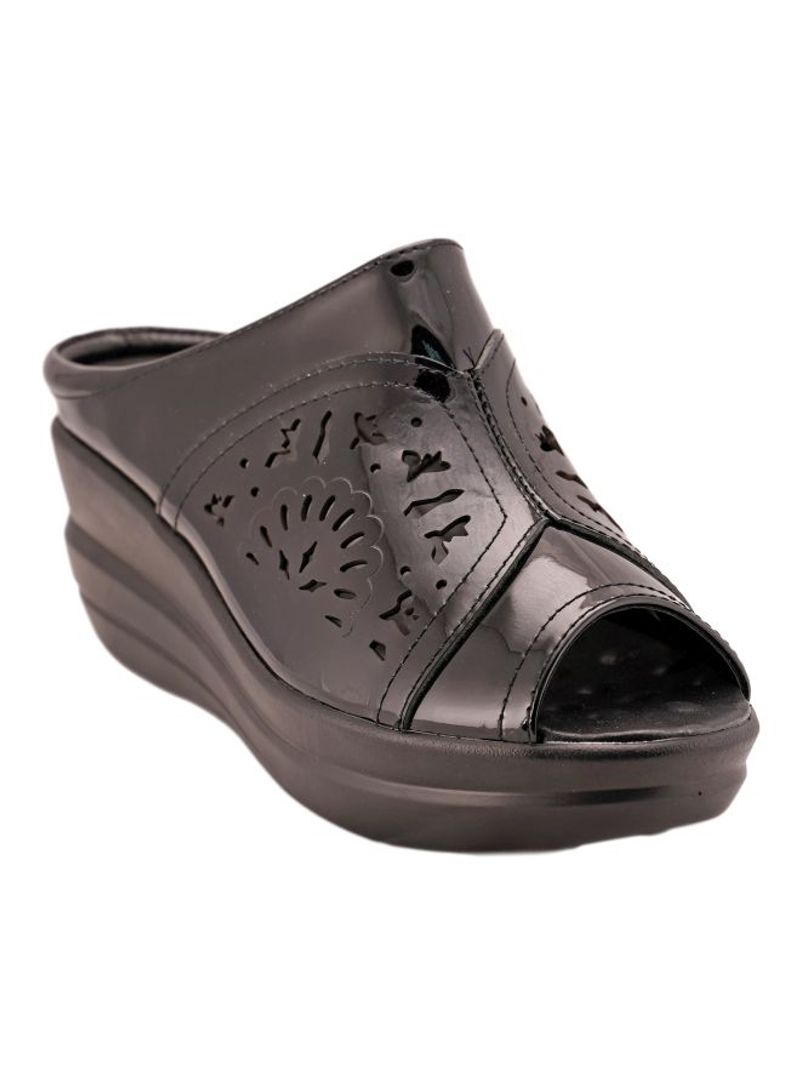 Slip-On Wedge Sandals Black