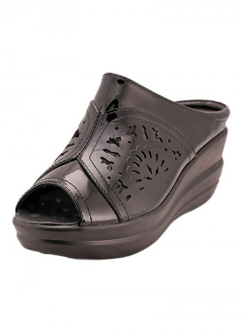 Slip-On Wedge Sandals Black