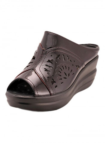 Slip-On Wedge Sandals Black