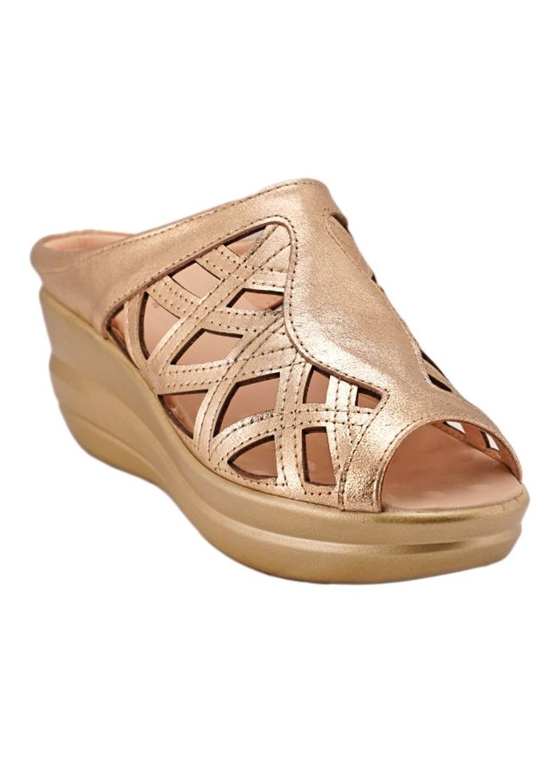 Slip-On Wedge Sandals Gold
