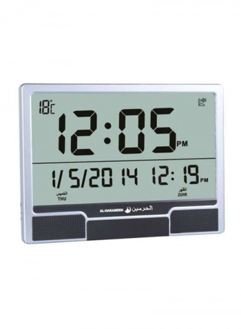 Digital Azan Wall Clock Grey 96 x 55 x 131.5millimeter