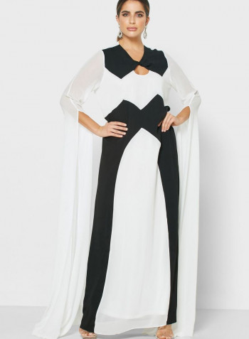 Cut Out Detail Maxi Dress White/Black