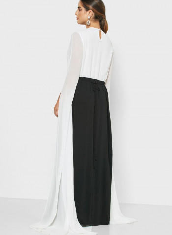 Cut Out Detail Maxi Dress White/Black